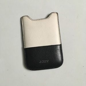 J. Crew Leather Card Holder Black and Cream